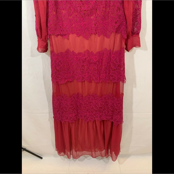 NEW $568 Tadashi Shoji Meadow Chiffon Lace Dress - Picture 4 of 8